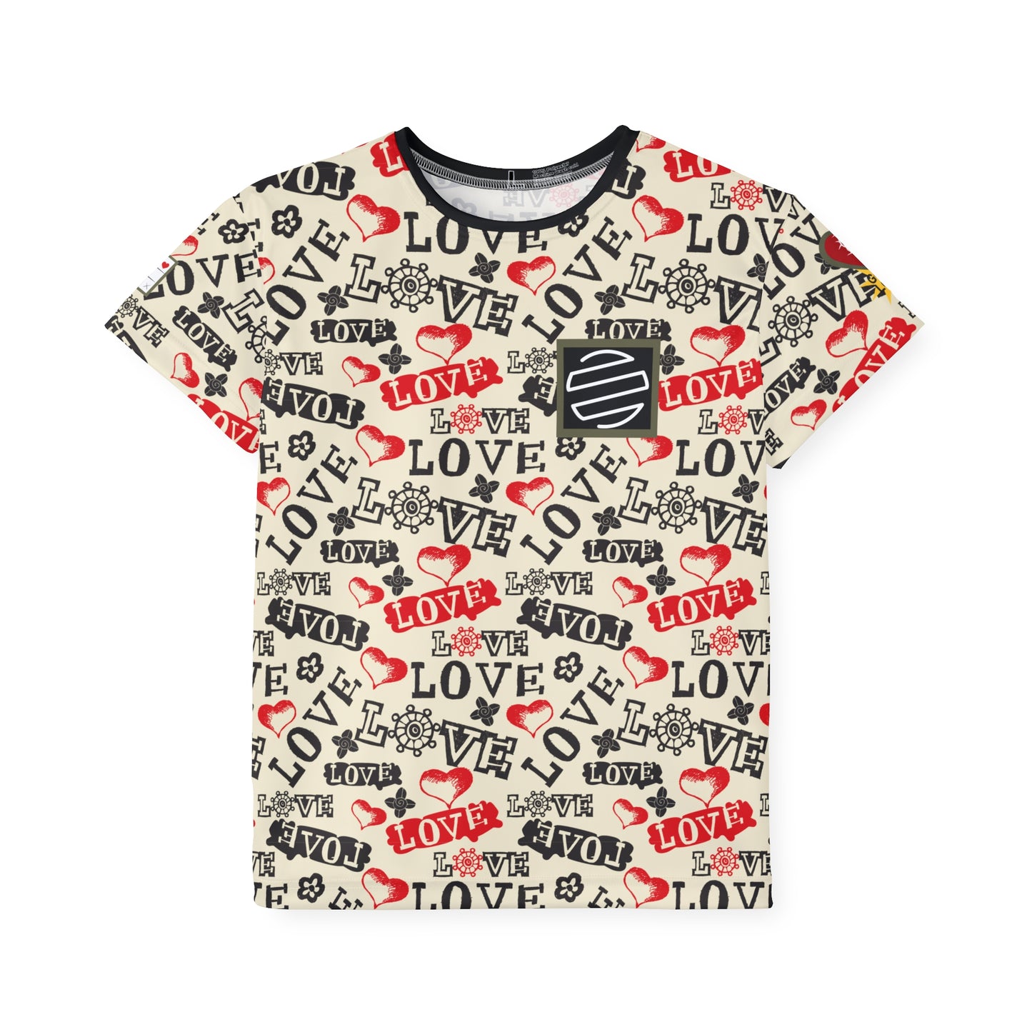 Kids Jersey — Allover "Love" Pattern Sports Tee