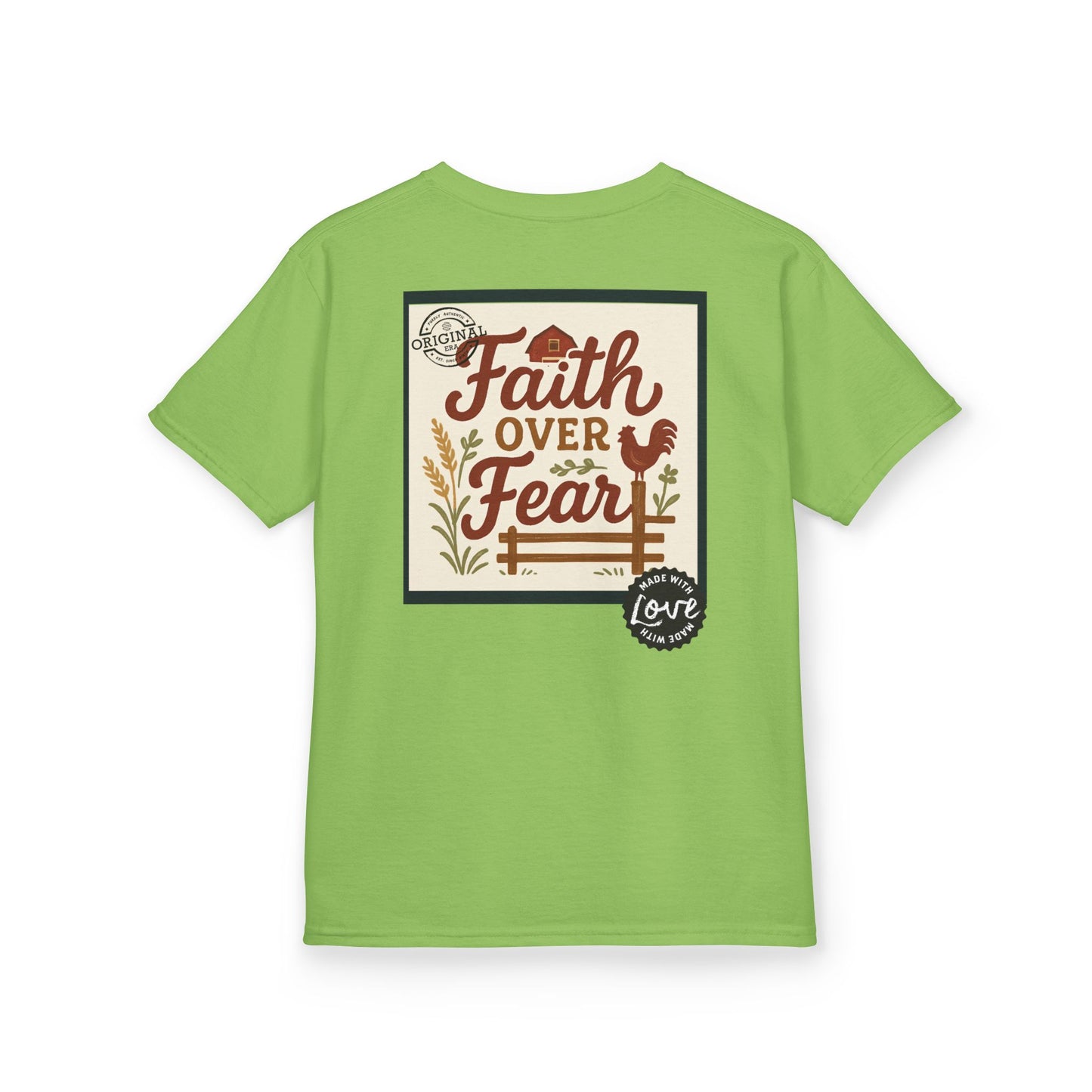 Kids T‑Shirt — 'You Herd the Word' Cow Front & 'Faith Over Fear' Farm Graphic