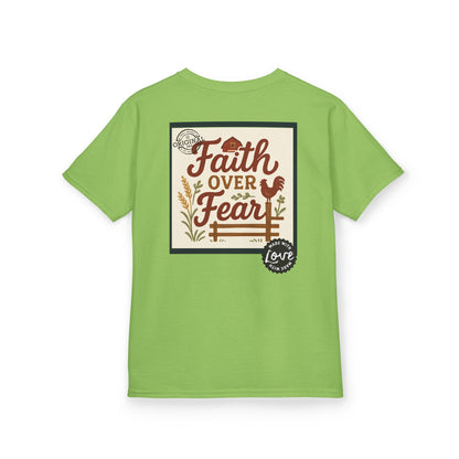 Kids T‑Shirt — 'You Herd the Word' Cow Front & 'Faith Over Fear' Farm Graphic