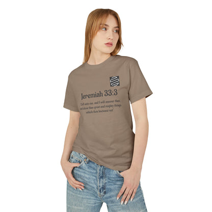 Jeremiah 33:3 Scripture Tee — 'Call unto me...' Faith Graphic T-Shirt