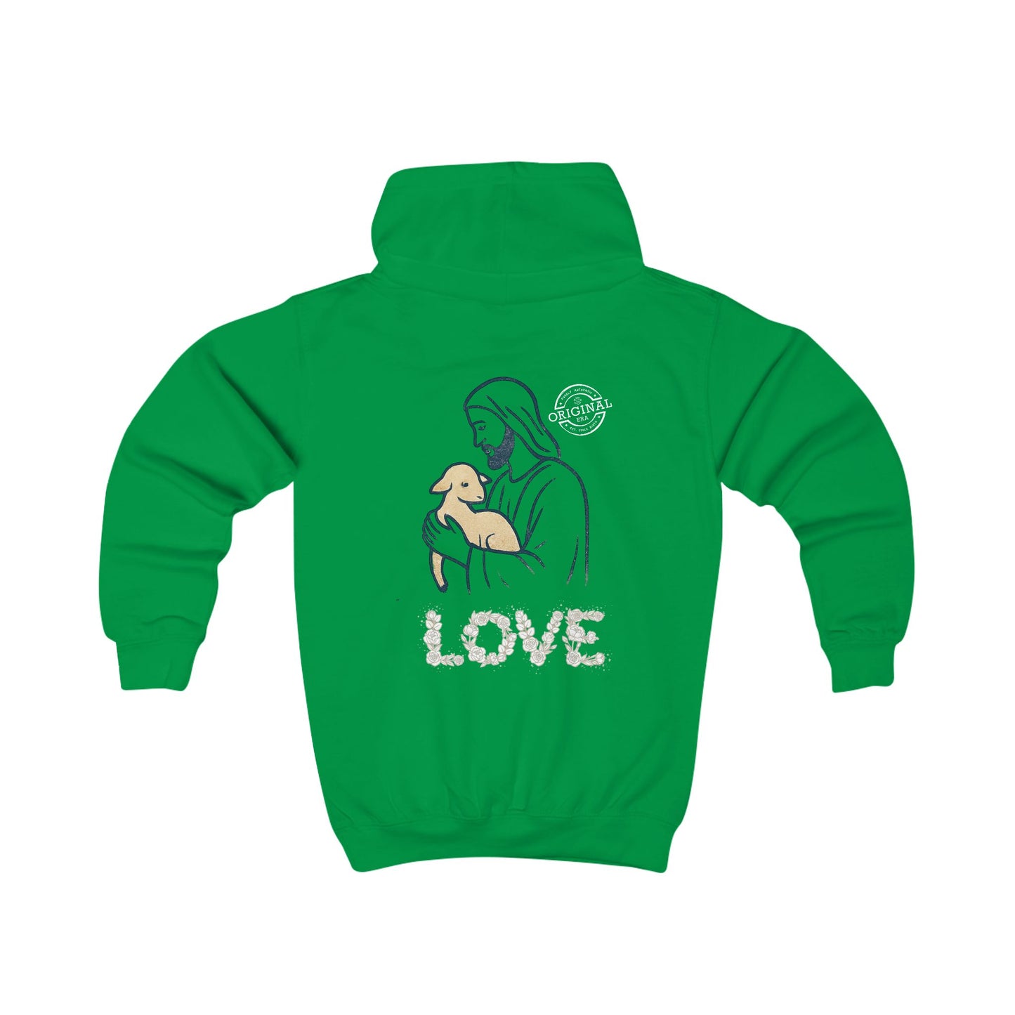 Kids Hoodie — “Jesus is the Good Shepherd” Christian Children’s Hoodie (Love Design)
