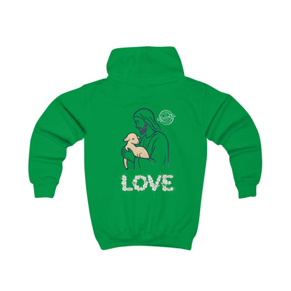 Kids Hoodie — “Jesus is the Good Shepherd” Christian Children’s Hoodie (Love Design)