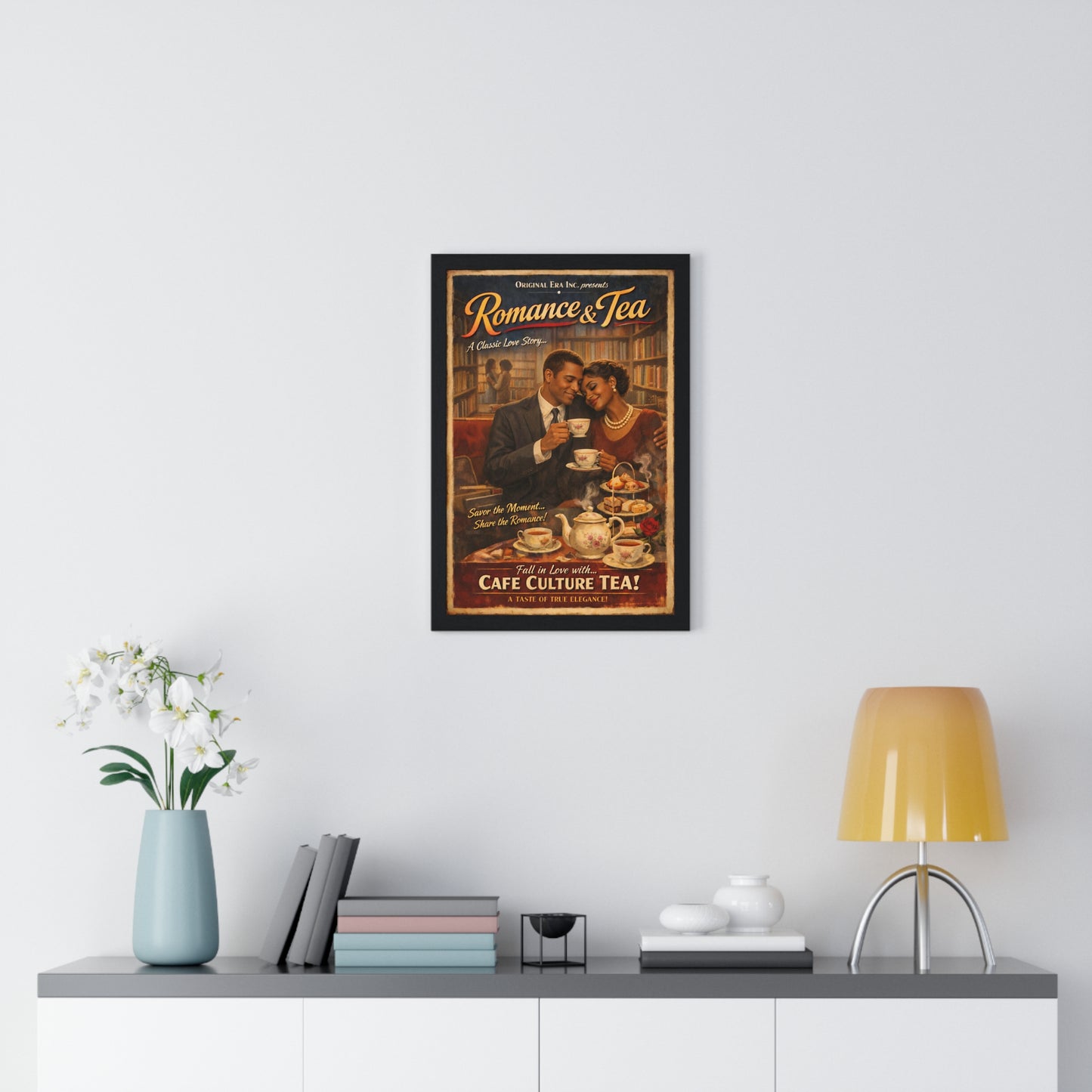 Romance & Tea Vintage Poster — Café Culture Tea Wall Art