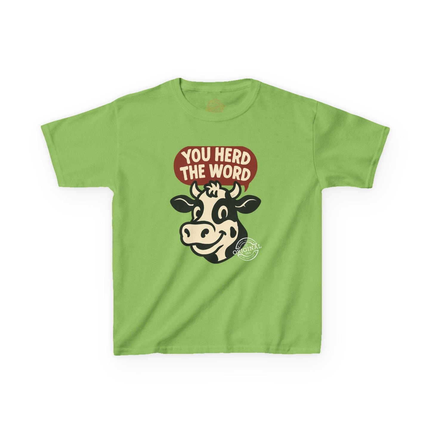 Kids T‑Shirt — 'You Herd the Word' Cow Front & 'Faith Over Fear' Farm Graphic