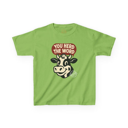 Kids T‑Shirt — 'You Herd the Word' Cow Front & 'Faith Over Fear' Farm Graphic