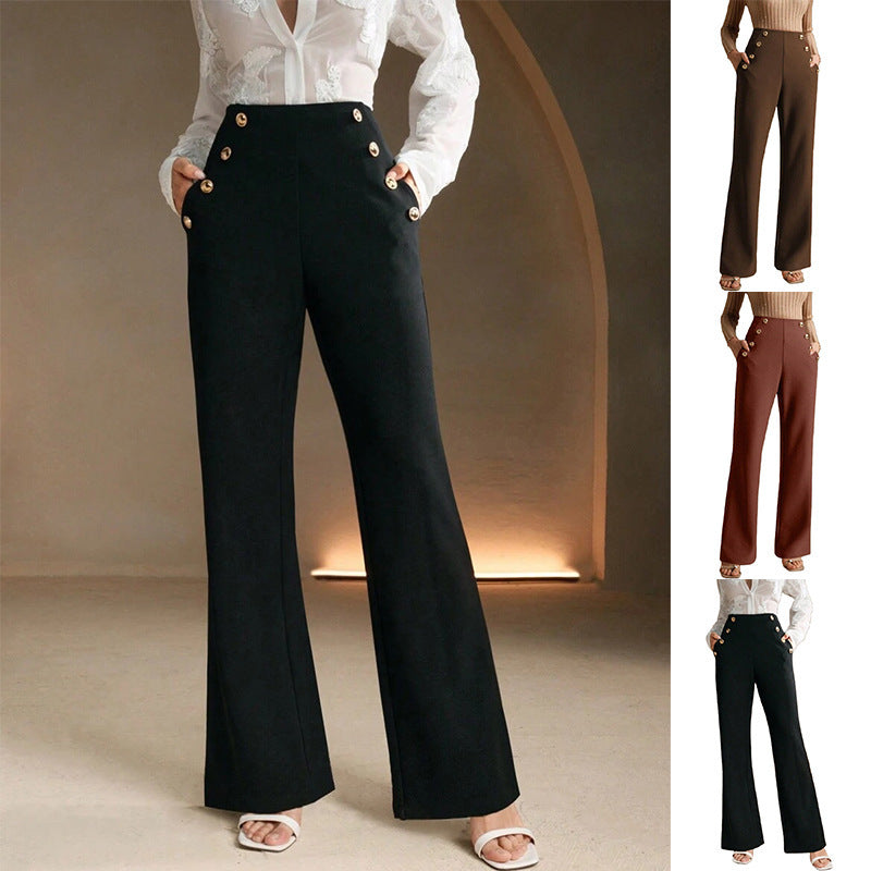 Women's High Waist Flared Air Slimming Draped Pants