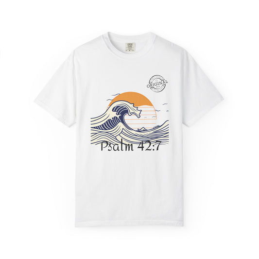 Psalm 42:7 Wave T-Shirt — "Deep Calls to Deep" Christian Graphic Tee