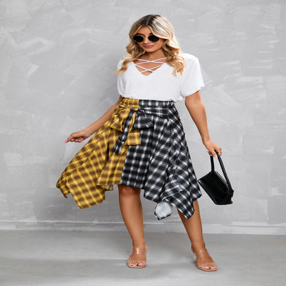 Elegant Irregular Lace-Up Midi Skirt