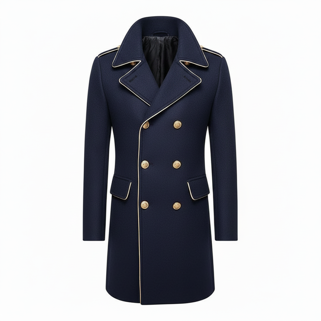 Men's Lapel Double Row Button Coat - European & American Style