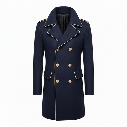 Men's Lapel Double Row Button Coat - European & American Style