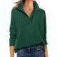 Solid Color V-neck Long Sleeve Top