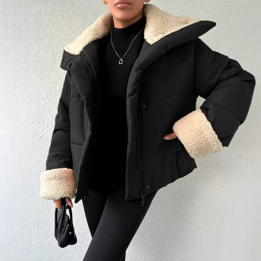 Ladies Belt Fur Collar Cotton Jacket