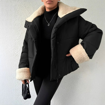 Ladies Belt Fur Collar Cotton Jacket