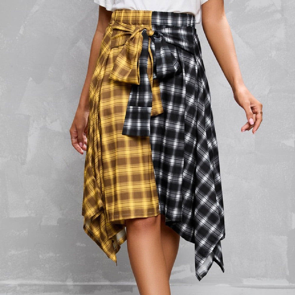 Elegant Irregular Lace-Up Midi Skirt