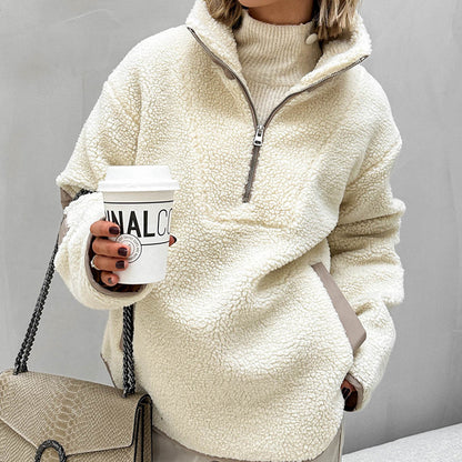 Women's Plush Loose Lapel Pullover Sweater