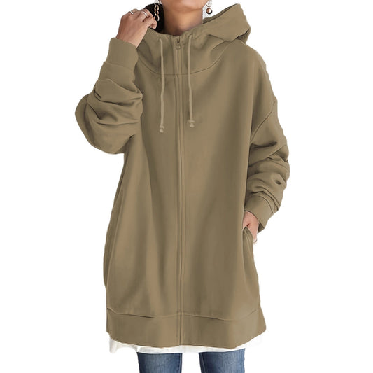 Long Zipper Hooded  Sweater