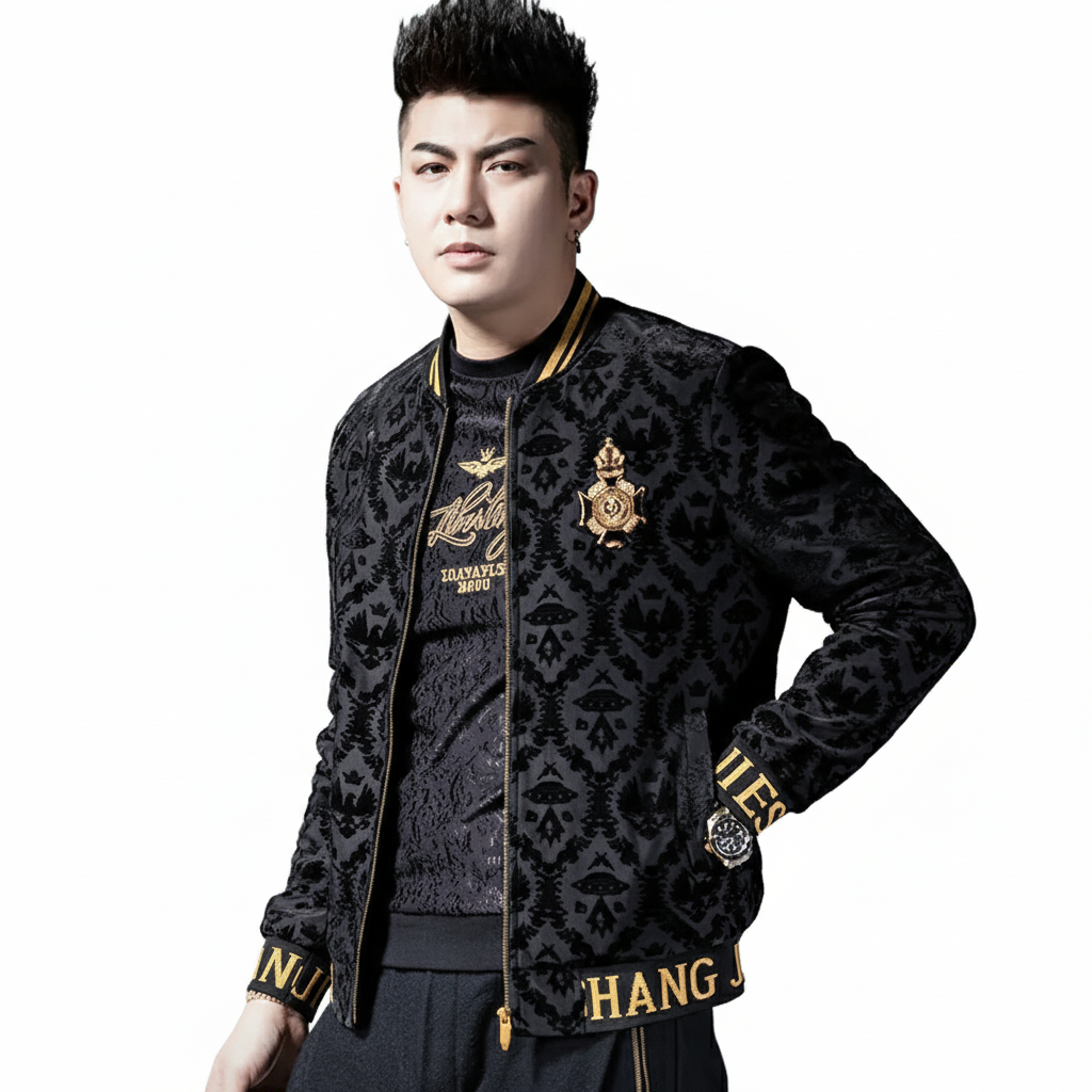 Men's Velvet Embroidered Baseball Jacket
