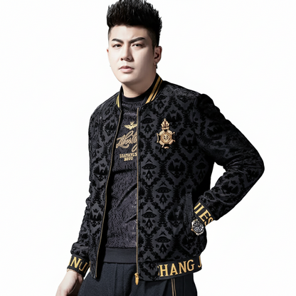 Men's Velvet Embroidered Baseball Jacket