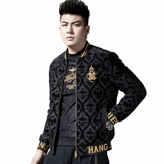 Men's Velvet Embroidered Baseball Jacket