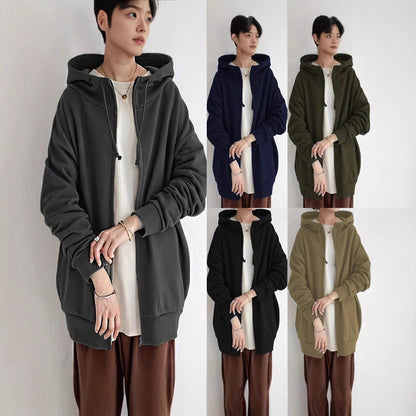 Long Zipper Hooded  Sweater