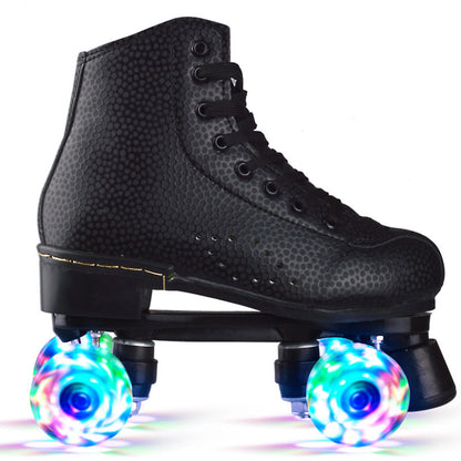 Classic Solic Coloured LED Quad Roller Skates