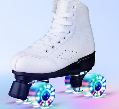 Classic Solic Coloured LED Quad Roller Skates