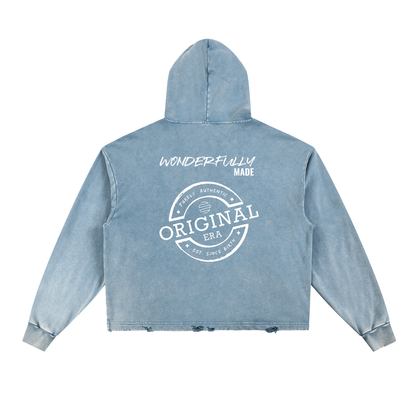 Original Era "Wonderfully Made" Vintage Washed Frayed-Hem Hoodie