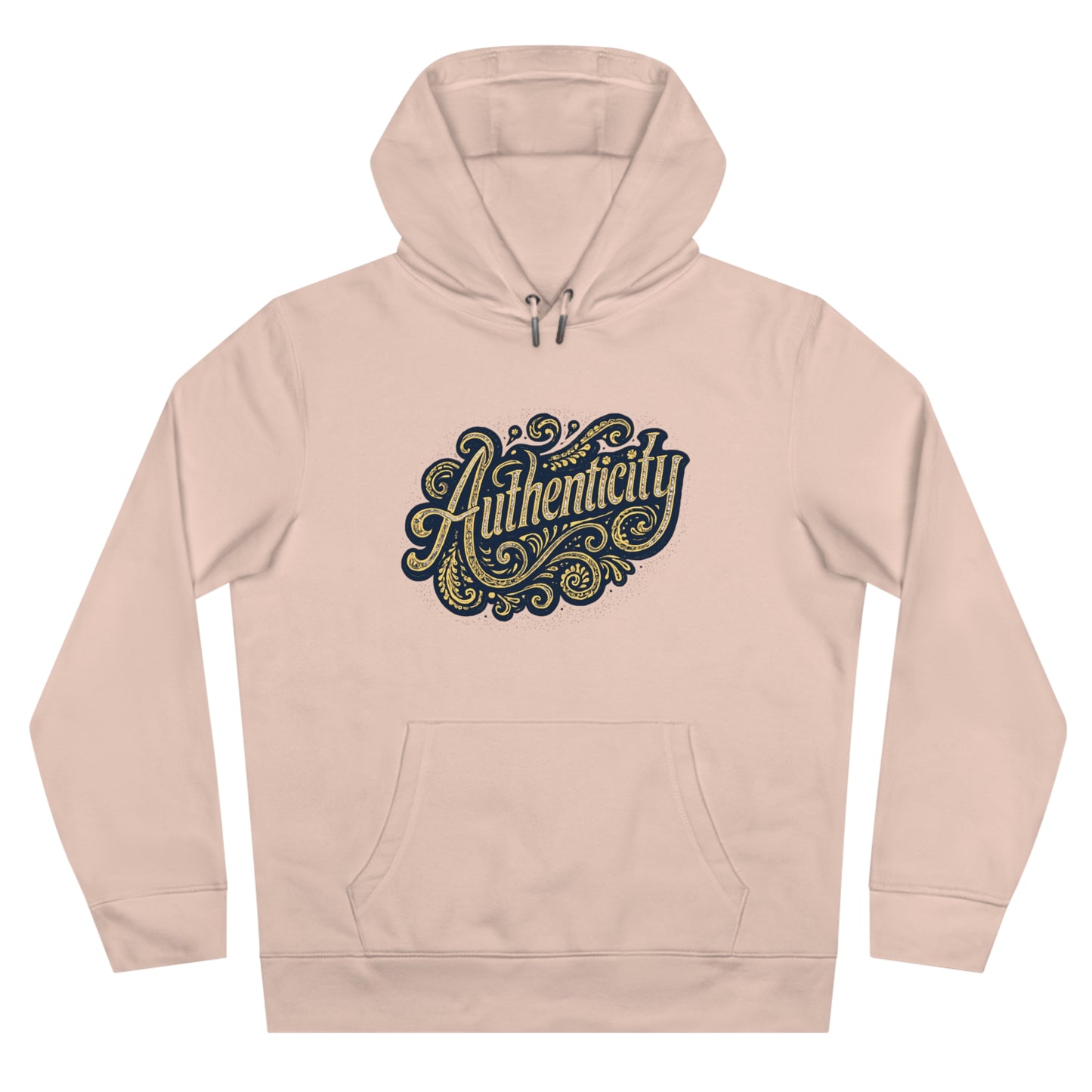 Authenticity Script Hoodie — 'Authenticity' Vintage Ornate Graphic Hooded Sweatshirt