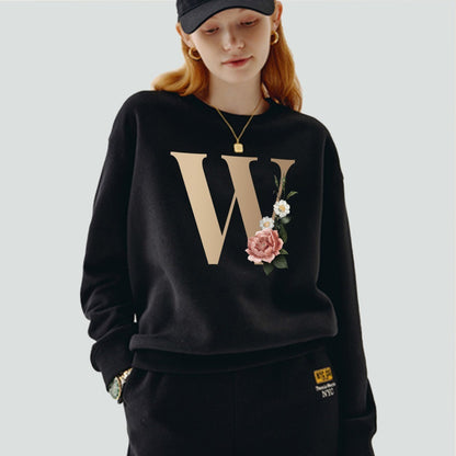 Printed Name Initial Series Black Pullover