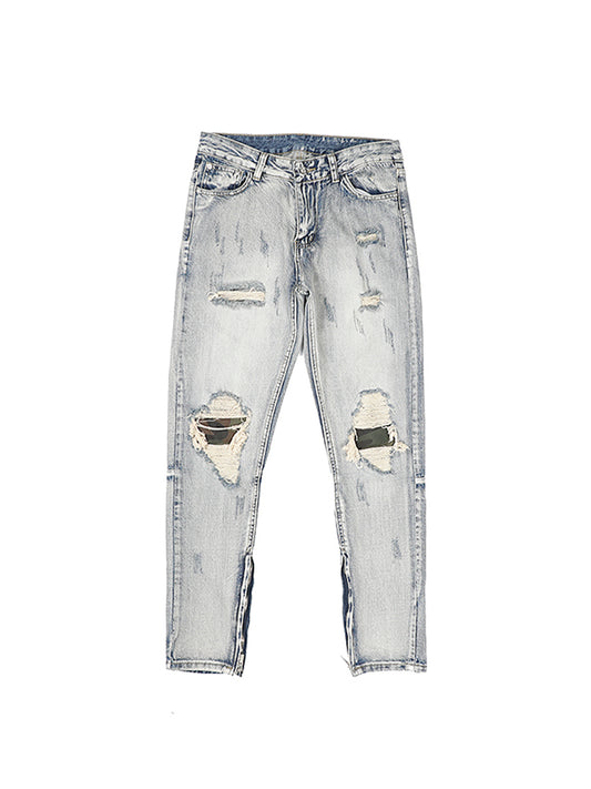 Distressed Camouflage Patch Wash Jeans