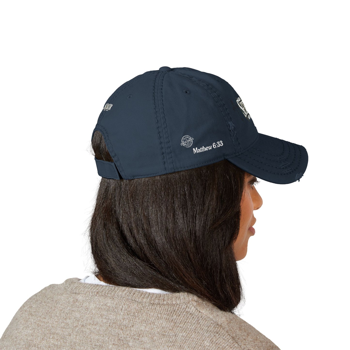 Seeker Embroidered Distressed Dad Hat — Vintage Faith Baseball Cap
