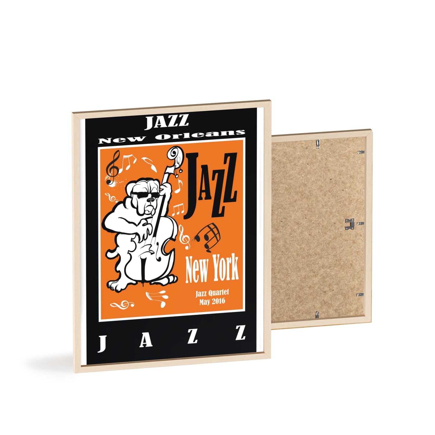 Jazz Poster with Wooden Frame — New Orleans/New York Music Print