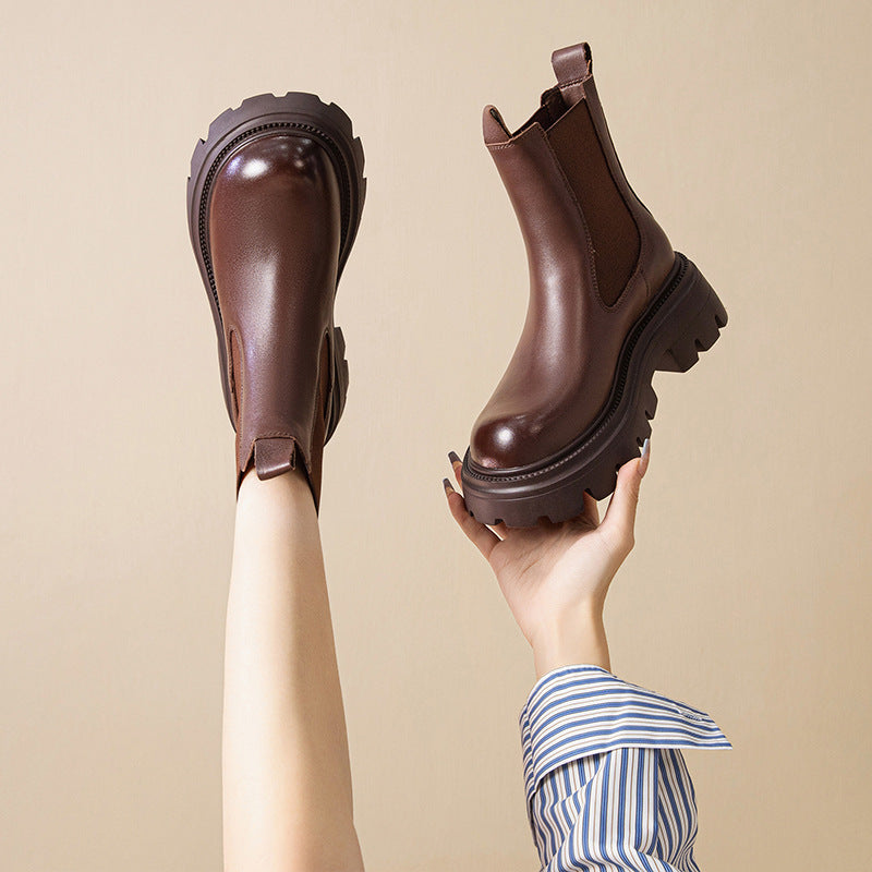 Women's Leather Thick-soled Martin Boots