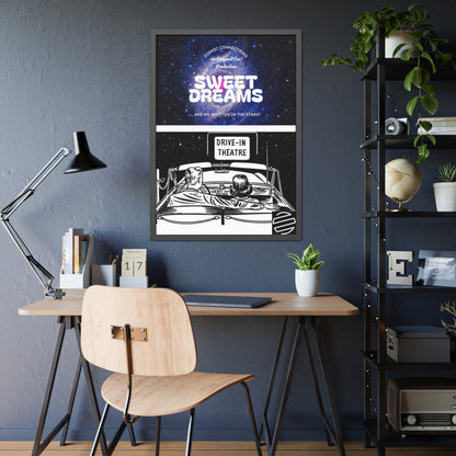 Sweet Dreams Drive-In Framed Poster — Retro Night Sky Print