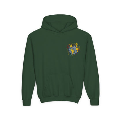 Youth Hoodie — Earth Floral Heart Graphic Kids Sweatshirt
