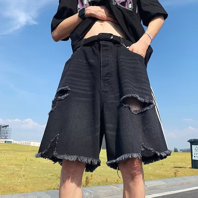 Men's Retro Ripped Denim Shorts
