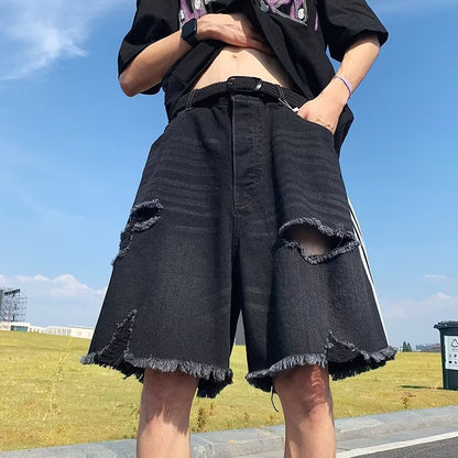 Men's Retro Ripped Denim Shorts
