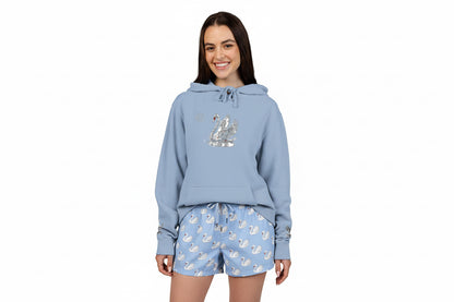 Embroidered Swan Graphic Hoodie — Vintage Pigment-Dyed