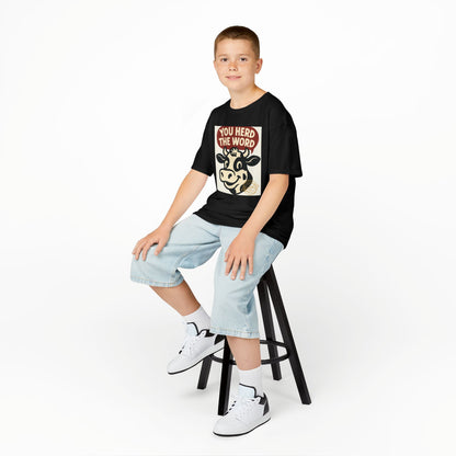 Kids T‑Shirt — 'You Herd the Word' Cow Front & 'Faith Over Fear' Farm Graphic