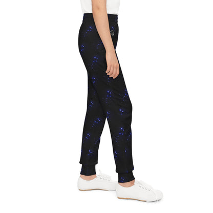 Youth Joggers — Blue Constellation Galaxy Print with Polar Bear Accent