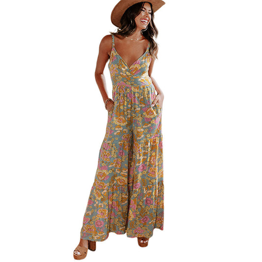 Sleeveless Spaghetti Strap V-neck Jumpsuit