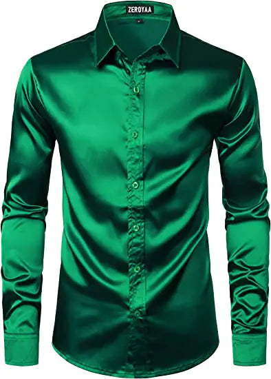 Men's Shiny Disco Short Sleeve Shirt for Casual Wear