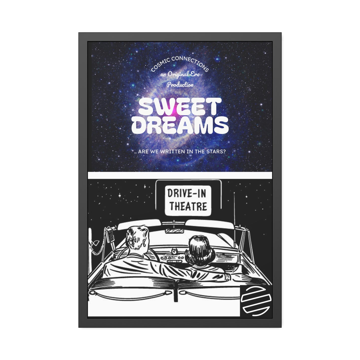 Sweet Dreams Drive-In Framed Poster — Retro Night Sky Print