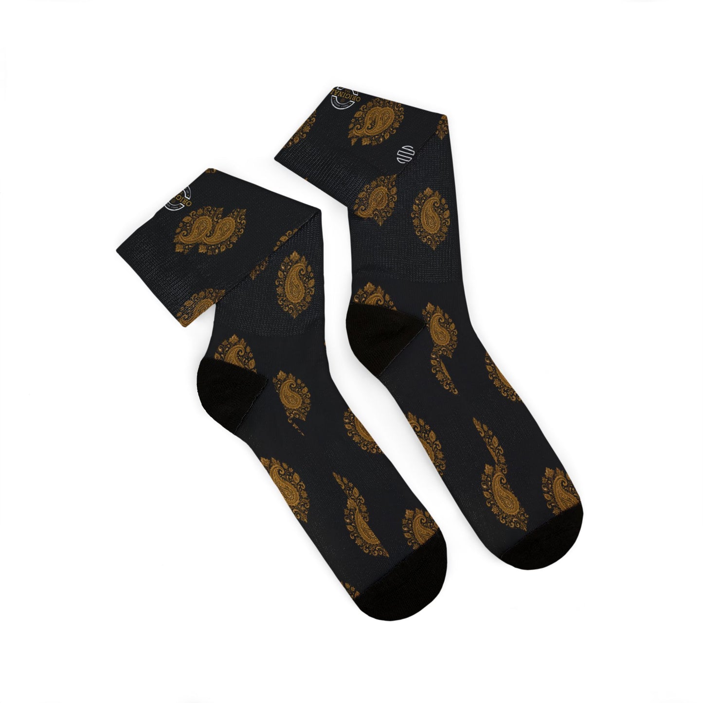 Gold Paisley Pattern Crew Socks