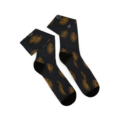 Gold Paisley Pattern Crew Socks
