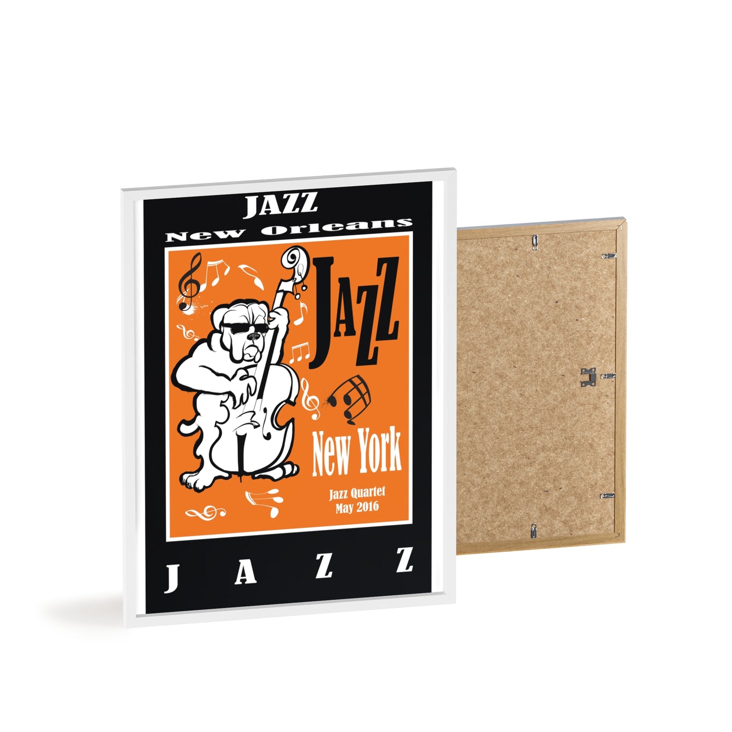 Jazz Poster with Wooden Frame — New Orleans/New York Music Print