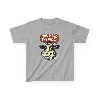 Kids T‑Shirt — 'You Herd the Word' Cow Front & 'Faith Over Fear' Farm Graphic