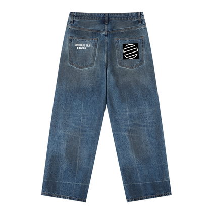 Vintage Wash Baggy Denim Jeans
