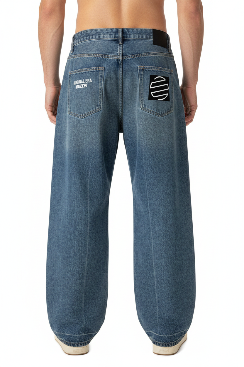 Vintage Wash Baggy Denim Jeans