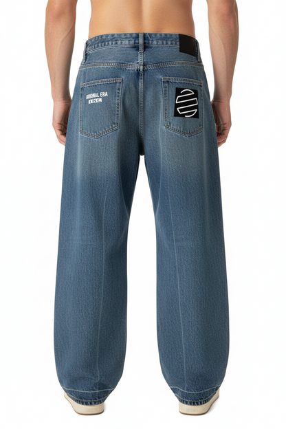 Vintage Wash Baggy Denim Jeans